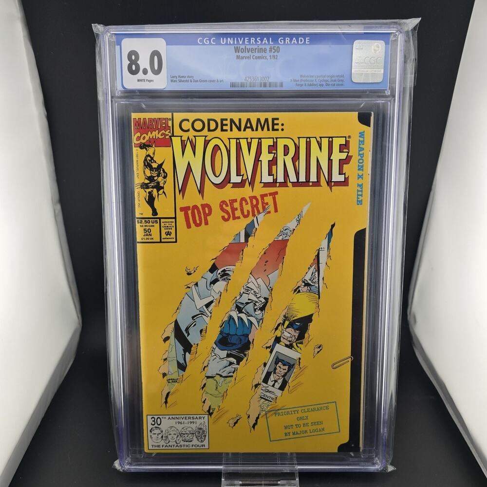 Wolverine #50 CGC 8.0 Marvel Comics 1992 Weapon X File Die-Cut Cover Key Issue